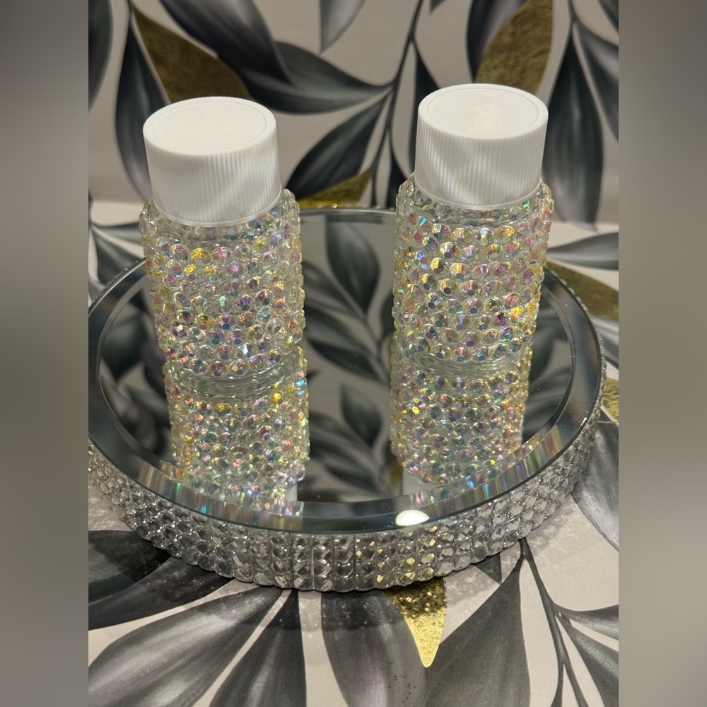 Iridescent Jeweled Bottle Pair with White Caps - Picture 2 of 3